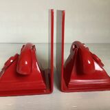Pair of red telephone bookends