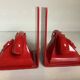 Pair of red telephone bookends