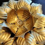 Wall lamp golden leaves 3 corollas