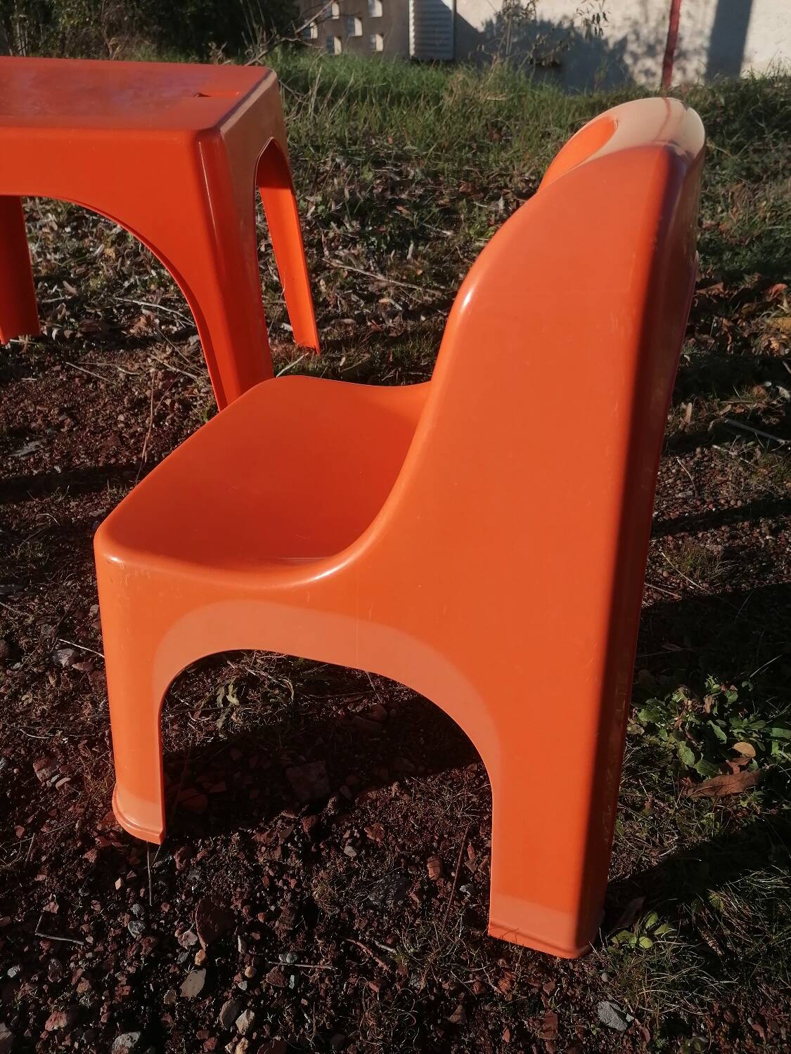 Children's orange table and chair set Progarden Italy