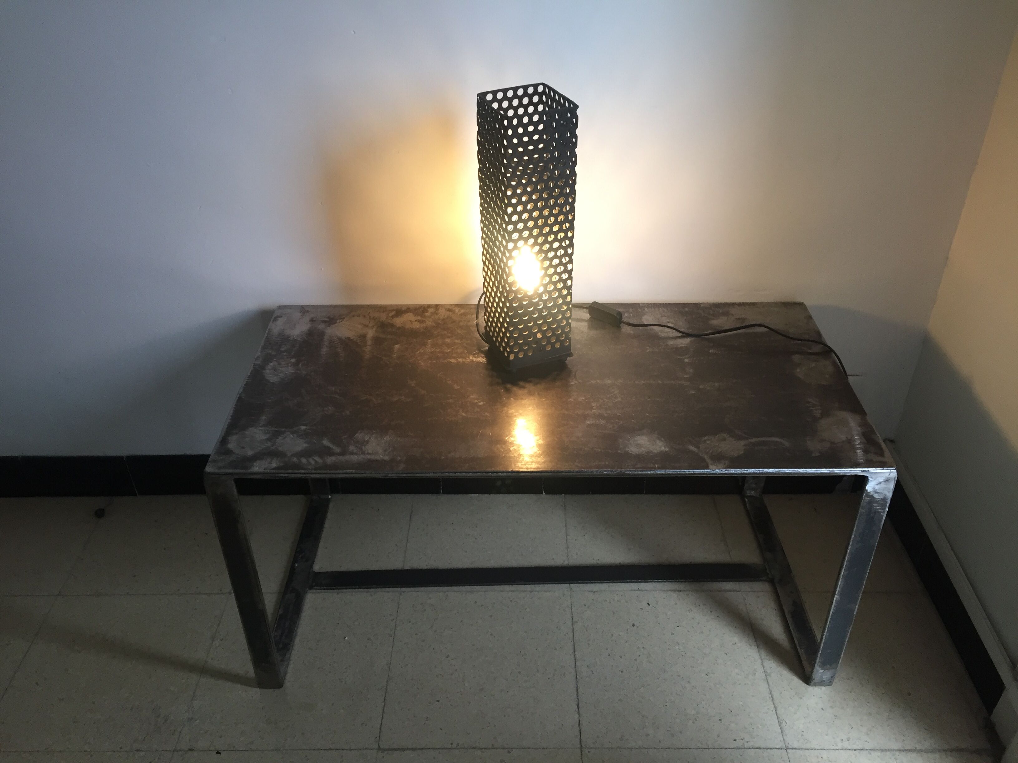 Matte black designer metal lamp