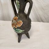 Two-handled vase with enamelled floral decor