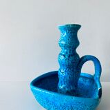 Candle holder fat lava blue