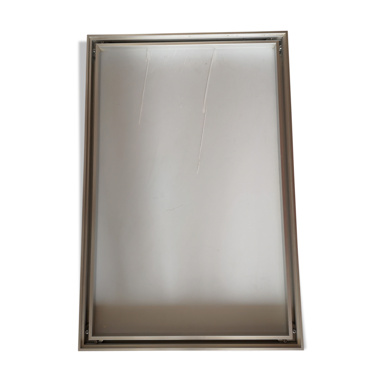 Mirror frame in gray brushed aluminum - 1980s 60x40cm