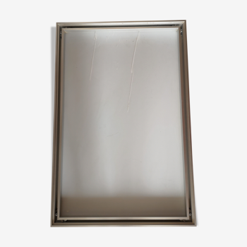 Miroir encadrement en alu brossé gris années 1980 60x40cm