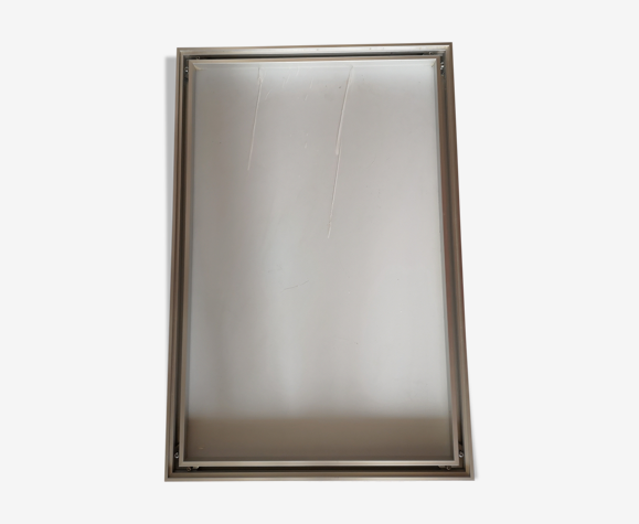 Miroir encadrement en alu brossé gris années 1980 60x40cm