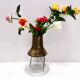 Vintage Glass Vase with Brass Part, Italy