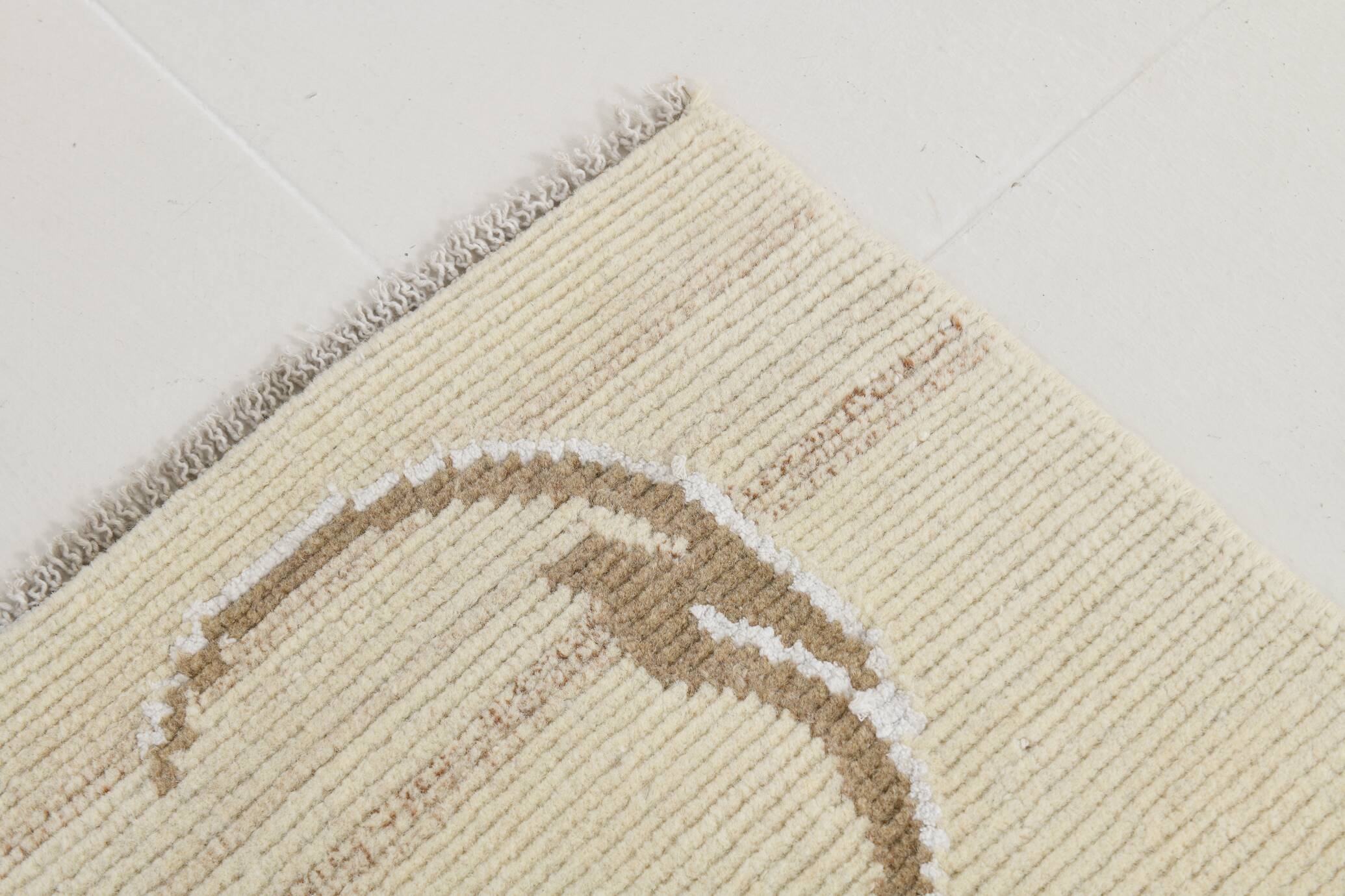 Turkish Cream & Brown Modern Vintage Rug, 179x273Cm