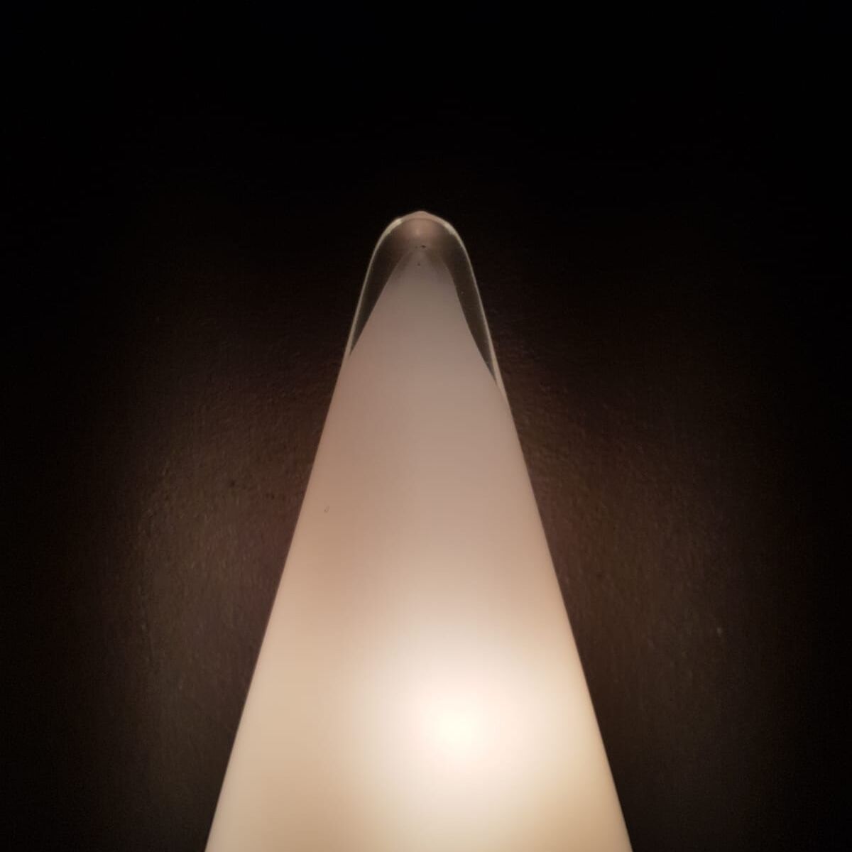 All glass white cone table lamp, 80