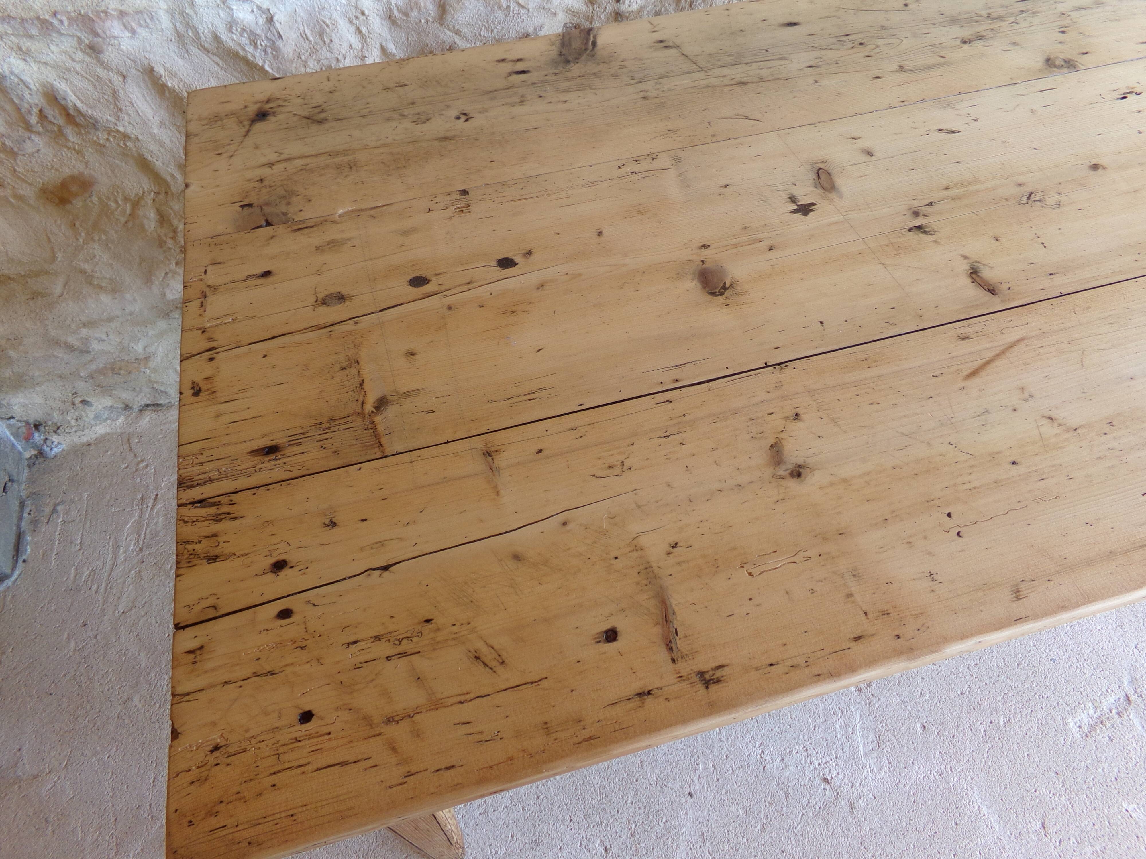 Farmhouse table in raw wood