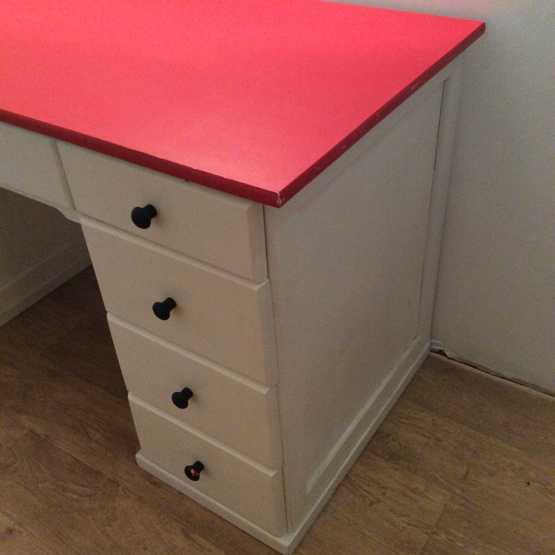 Coffered desk of the 70s in solid wood