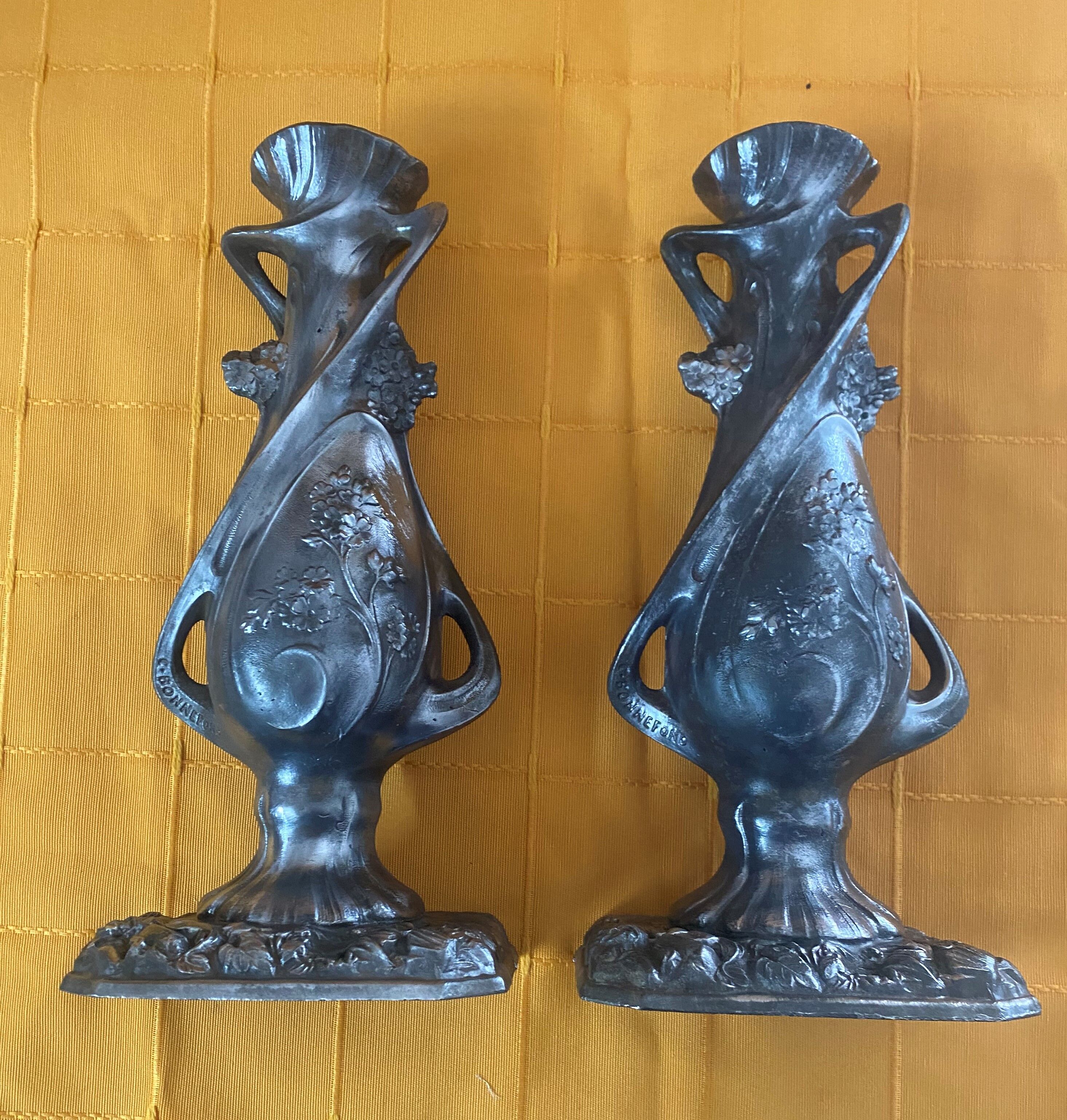 Pair of Art Nouveau vases signed C. Boonefond