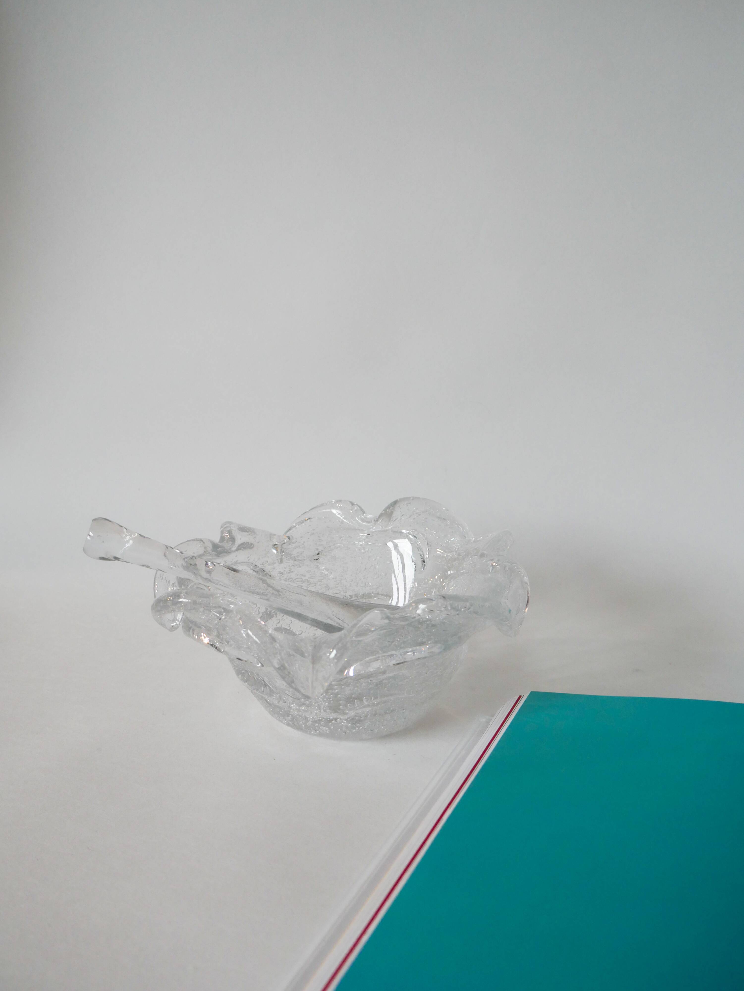 large Biot style bubbled glass mortar with pestle Design 1970