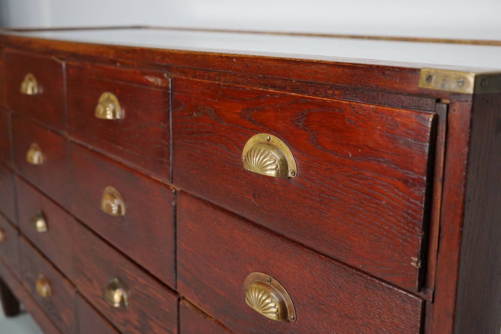 Antique English oak and glass counter/display cabinet, circa 1920-1930