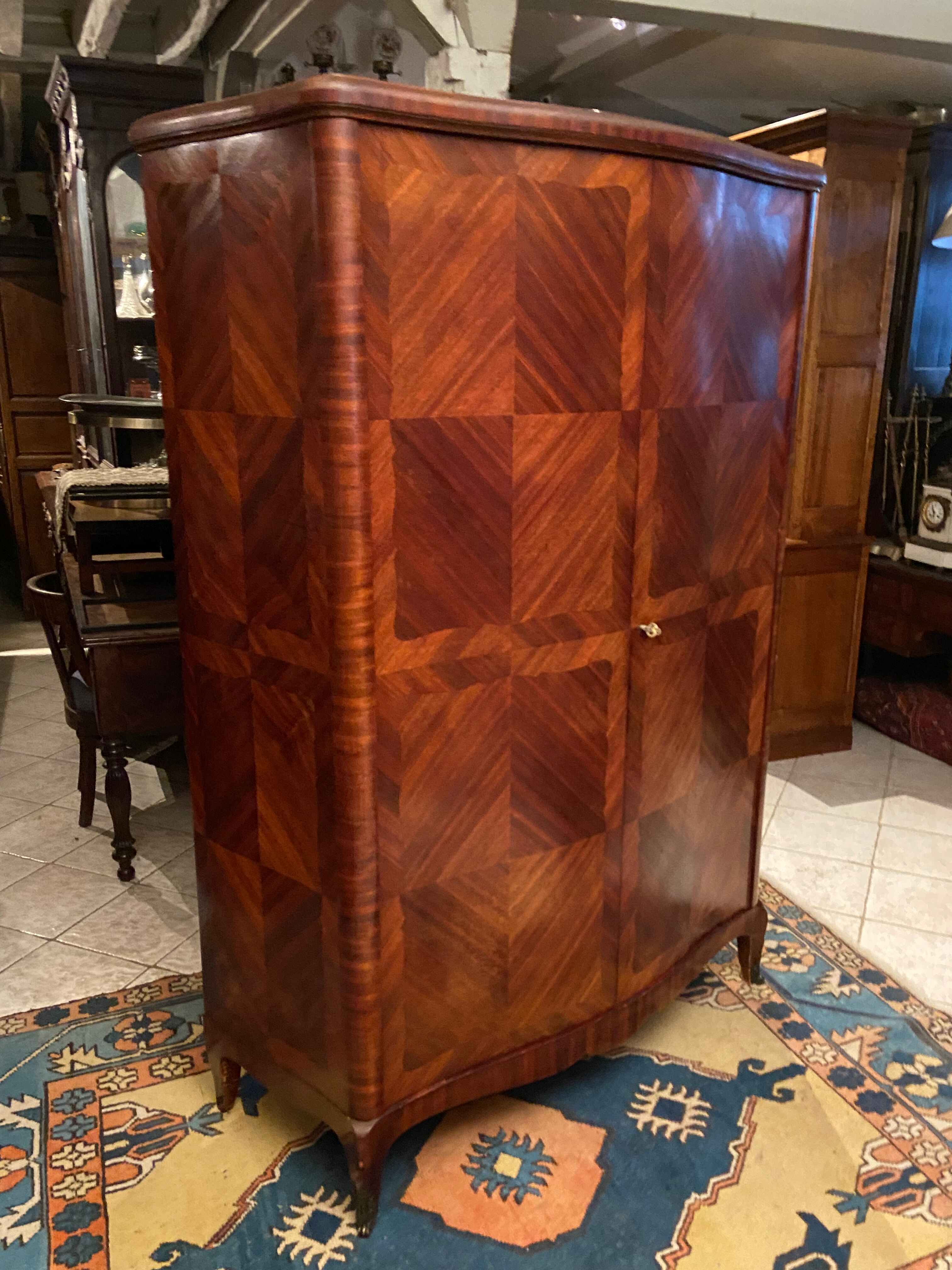 Domed wardrobe with Louis XV style inlaid decoration