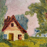 Small landscape painting with golden frame