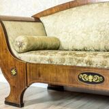 Canapé Biedermeier antique en vert avec des détails en laiton, 1860