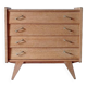 Commode vintage rénovée pieds compas bois clair doré 1950 - 1960