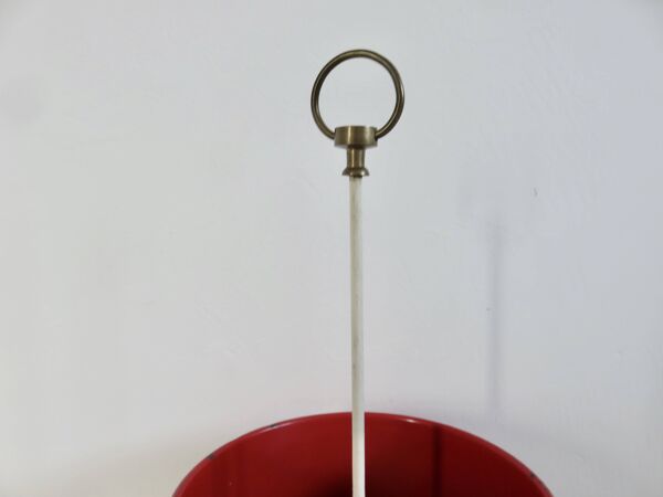Porte parapluies, pied tulipe, tôle émaillée et laiton, 1950