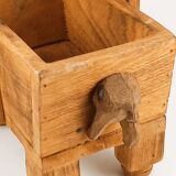 Cache pot indien d'éléphant en bois années 40