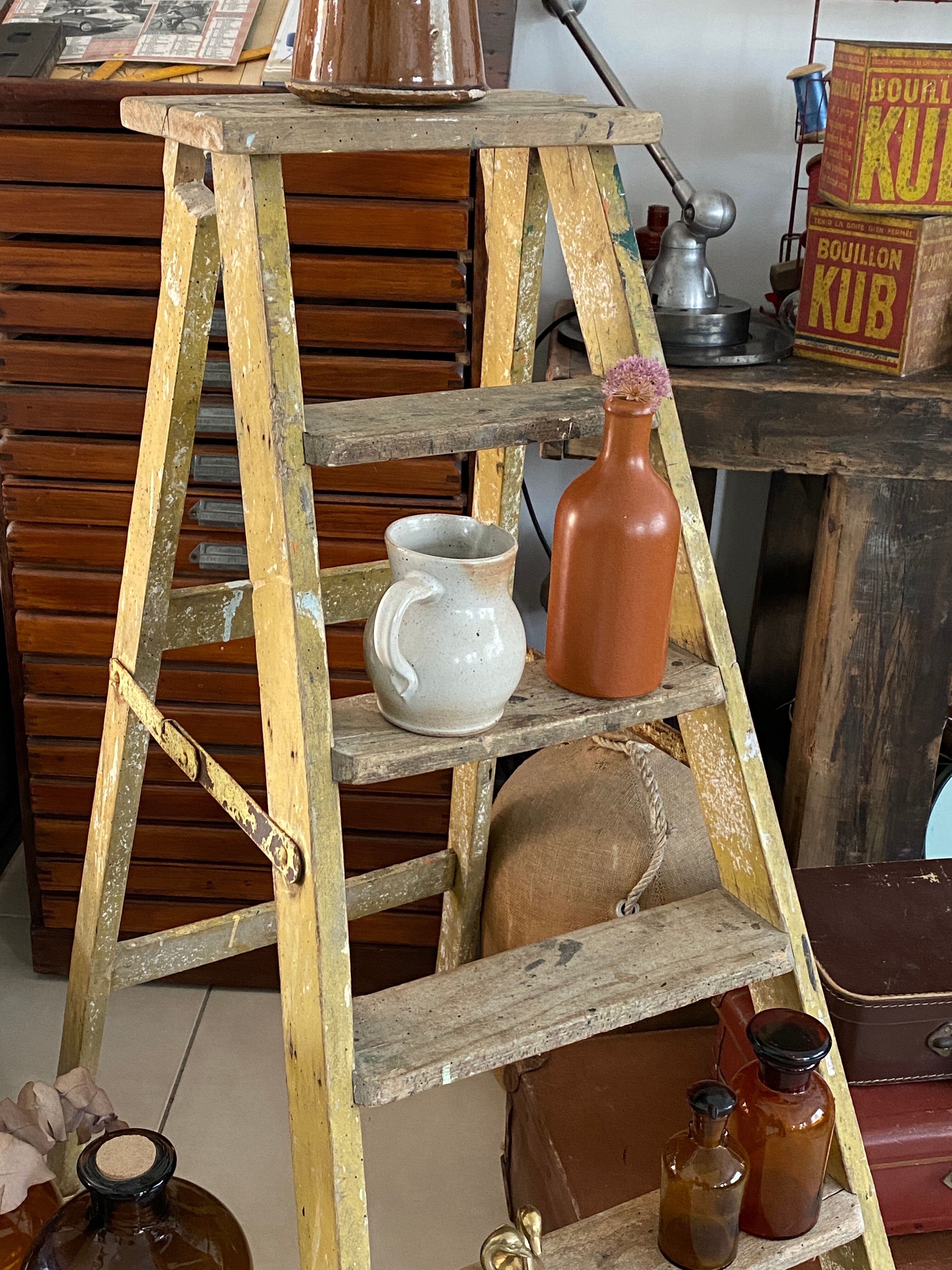 Old wooden painter's stepladder