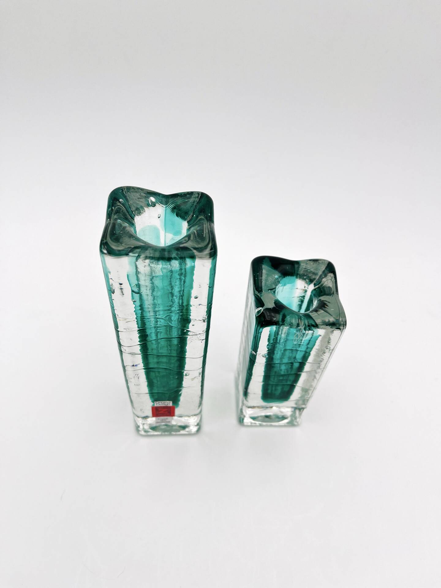 Paire de soliflores brutalistes Schott Zwiesel Cristal Eisglas
