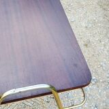 Side table of the 60s mahogany and gold metal range discs