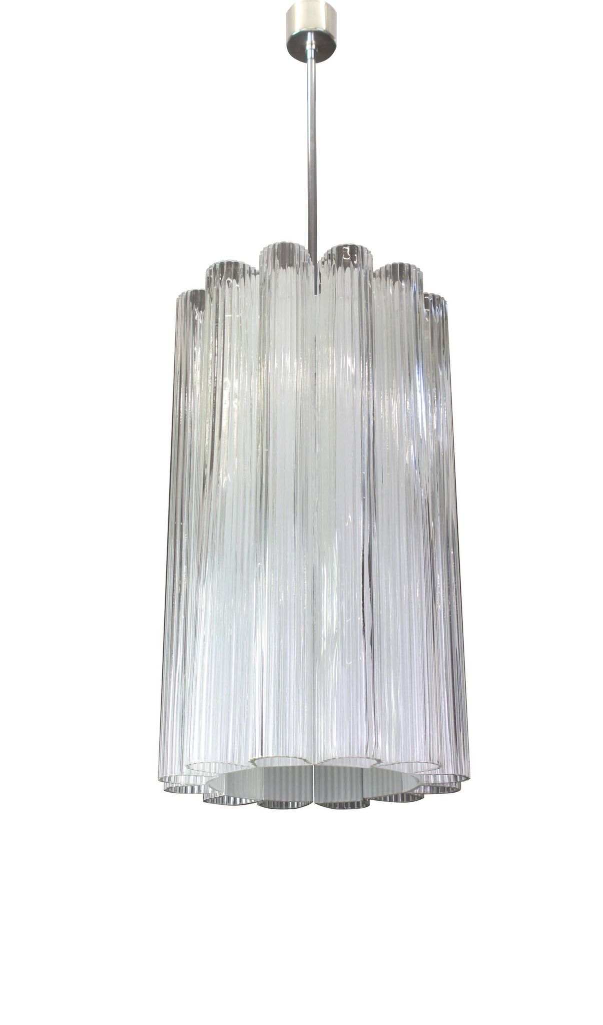 cylindrical pendant lights with crystal glass by Doria, Germany, 1960s.
