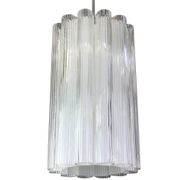 cylindrical pendant lights with crystal glass by Doria, Germany, 1960s.