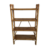Shelf library in rattan, wood and bamboo vintage