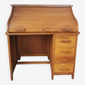 American oak cylinder desk, 1940s/50s