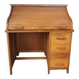 Bureau américain à cylindre en chêne, des années 40/50