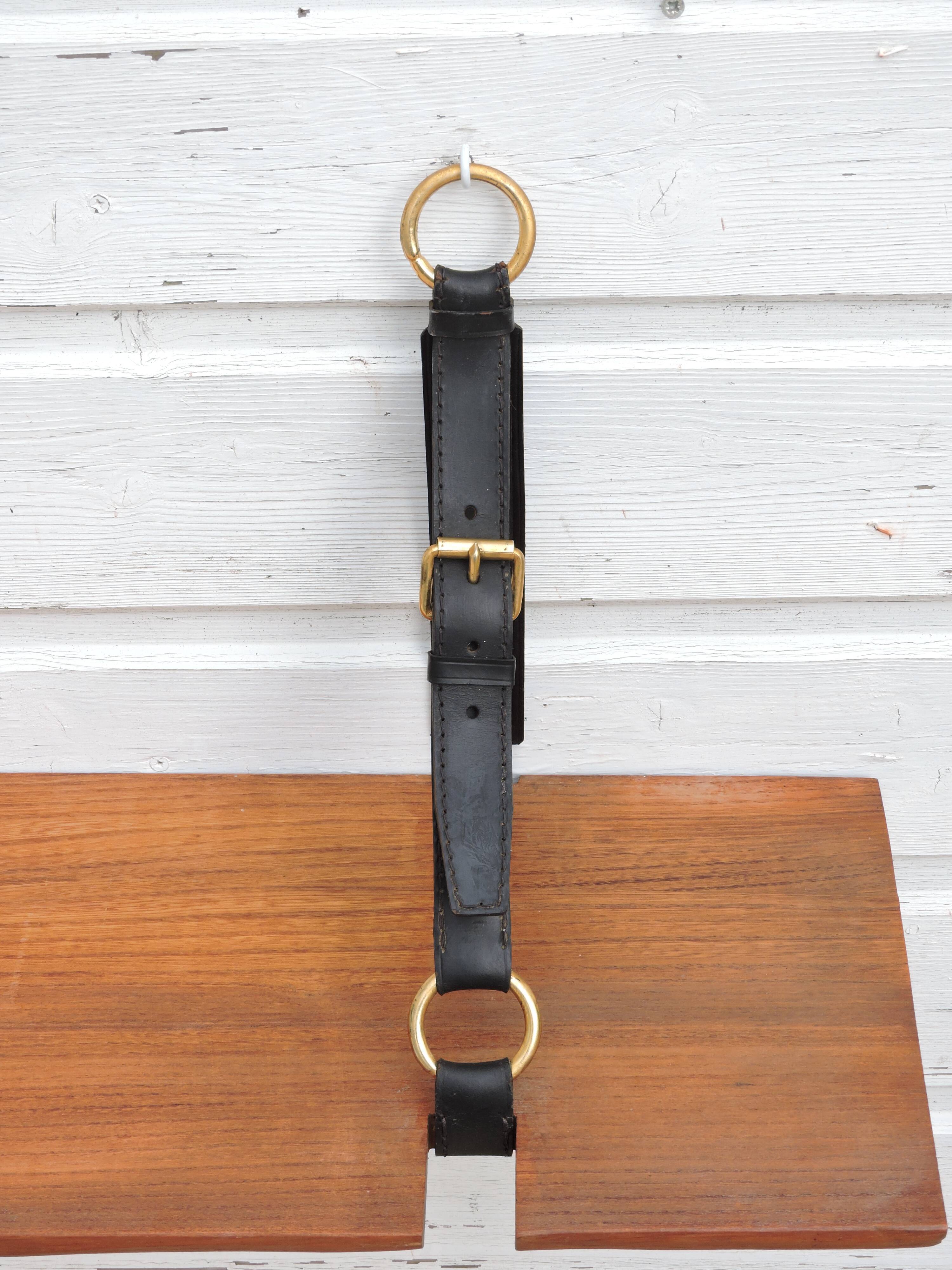 Elm and leather shelf, distributed by the Maison et Jardin Gallery in the 60