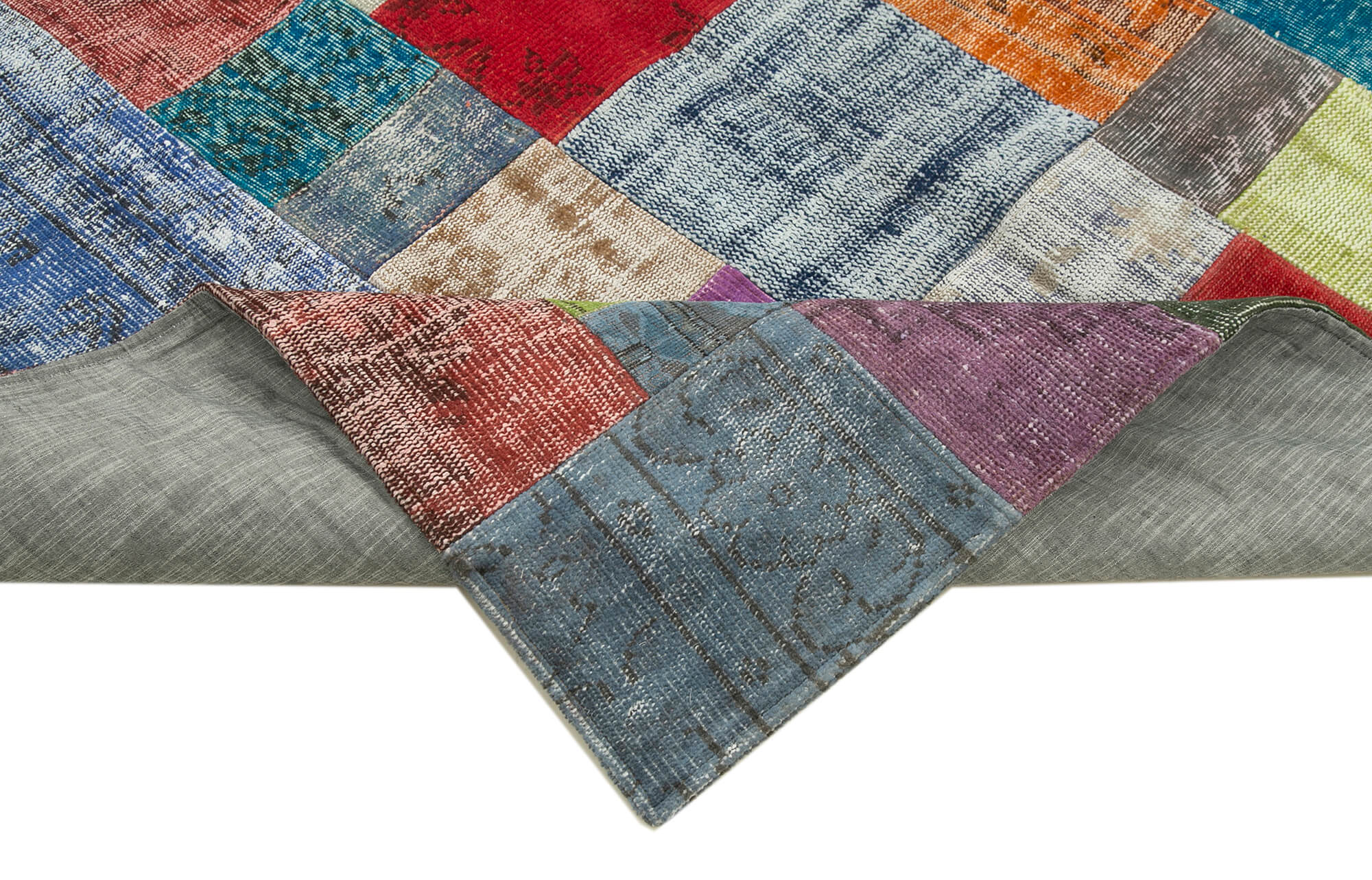 Handwoven Turkish Contemporary 203 cm x 301 cm Multicolor Patchwork Carpet