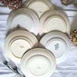 Assiettes plates anciennes dépareillées en faïence terre de fer