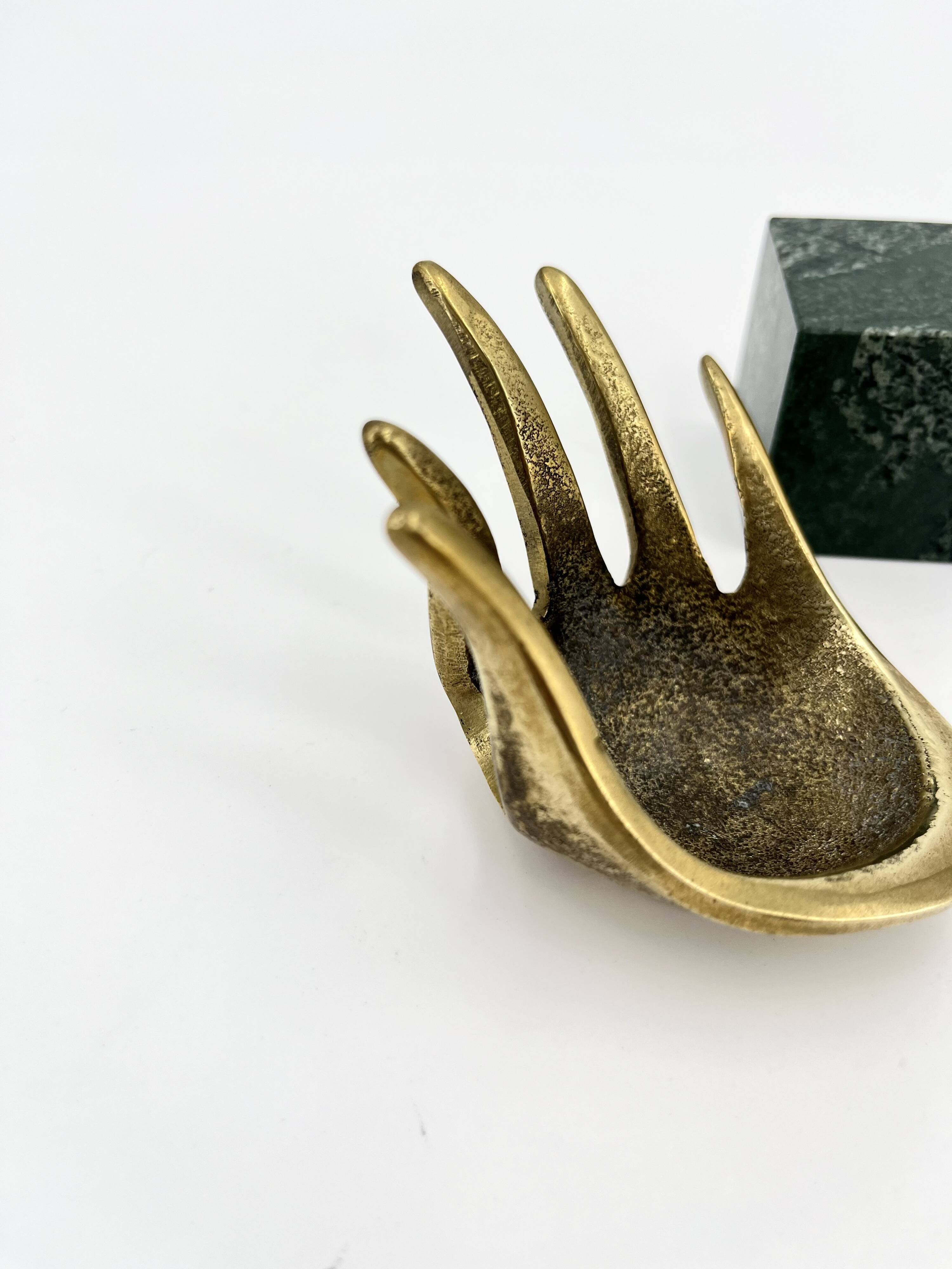 Brass Hand Ashtray, by Walter Bosse for Herta Baller, 1950s Austria