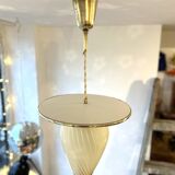 Mid-Century suspension in brass and opaline glass