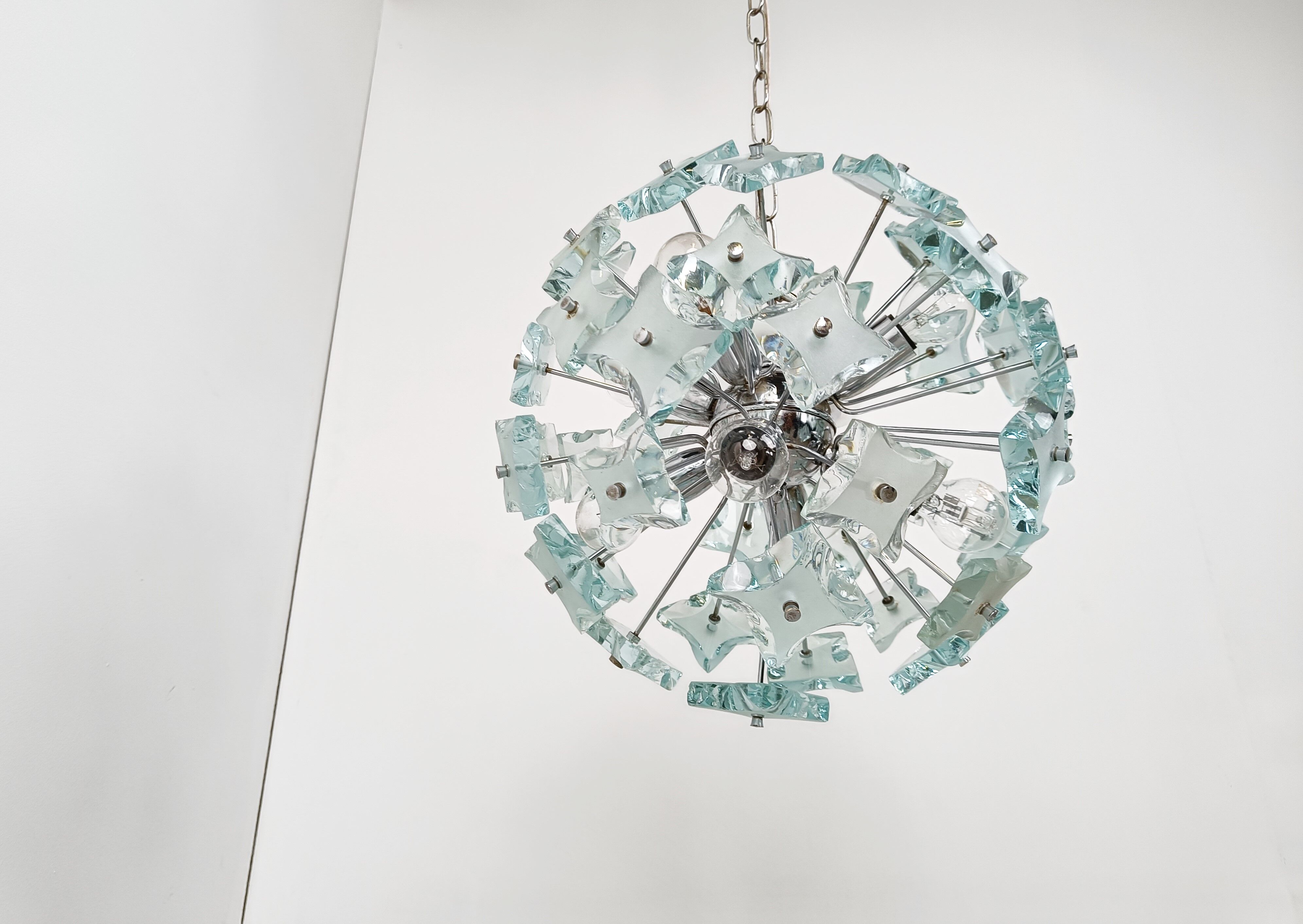 Mid century glass sputnik chandelier, 1970s