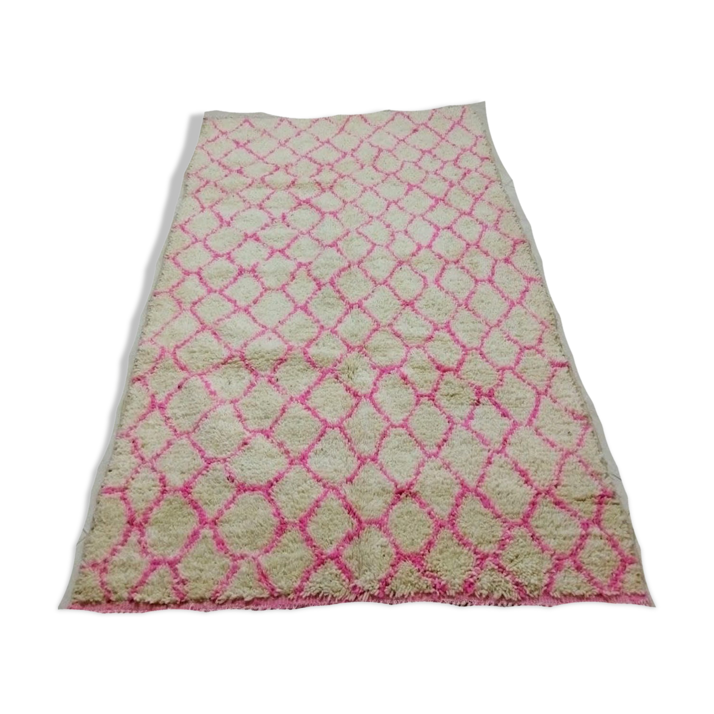 handmade neon pink Berber carpet 233 x 135 Cm