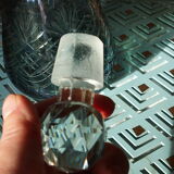 Carafe in worked glass, blue chandelier and its faceted cap
