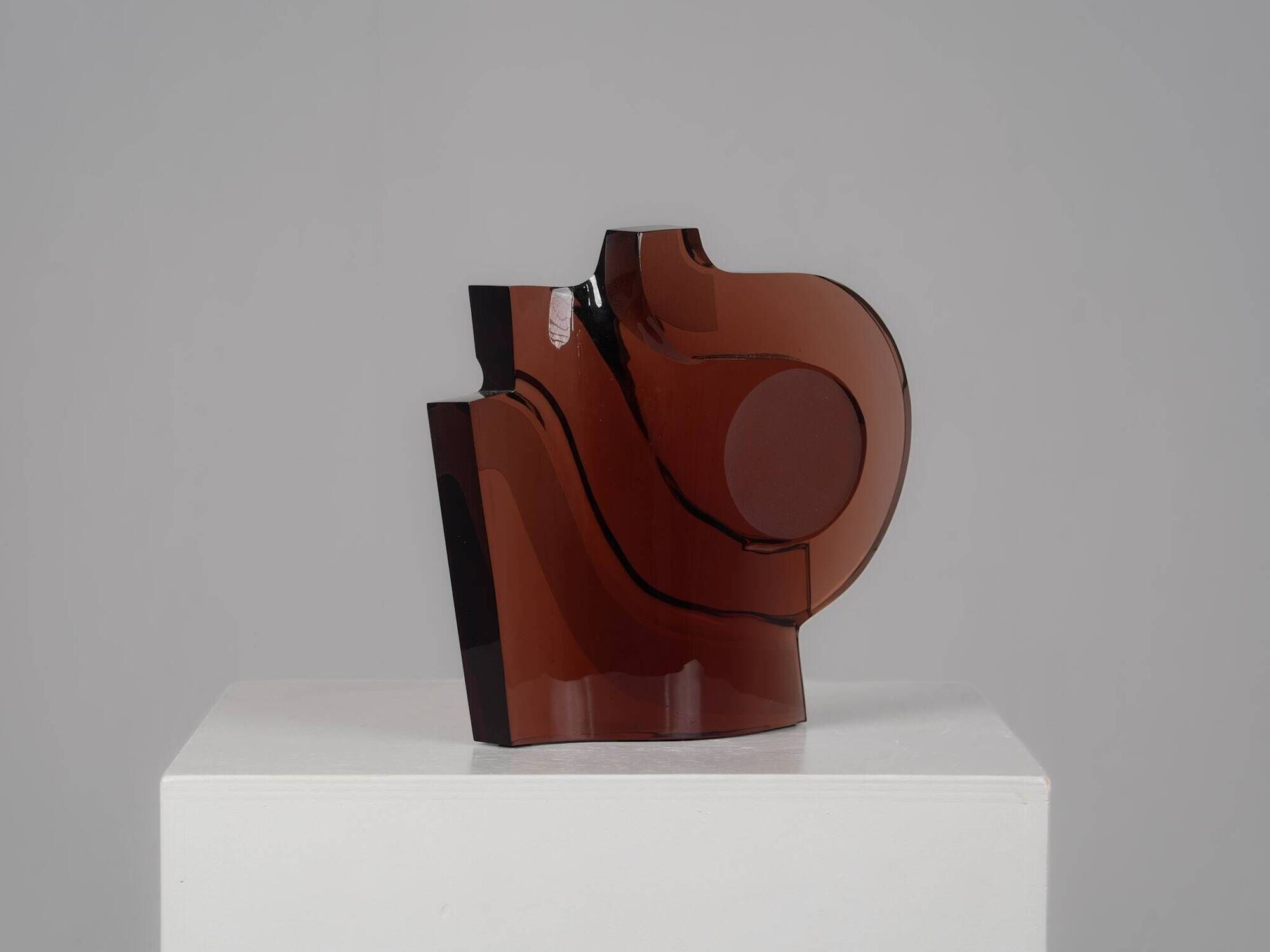 Sculpture en verre géométrique abstraite, Pays-Bas, années 1980