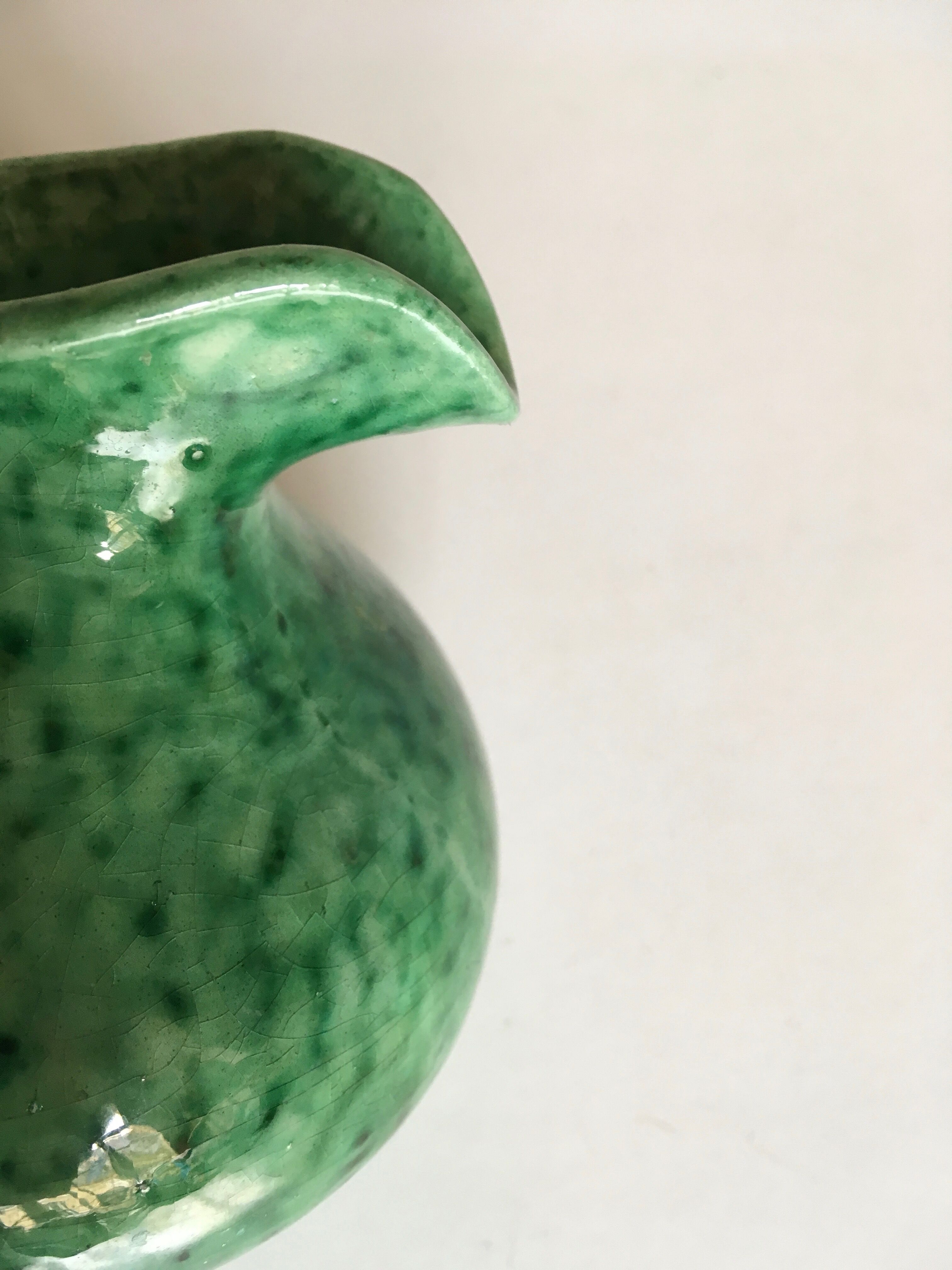 Green glazed ceramic pitcher, marius giuge at vallauris 50's