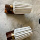 Pair of Scandinavian sconces in brass and opaline teak