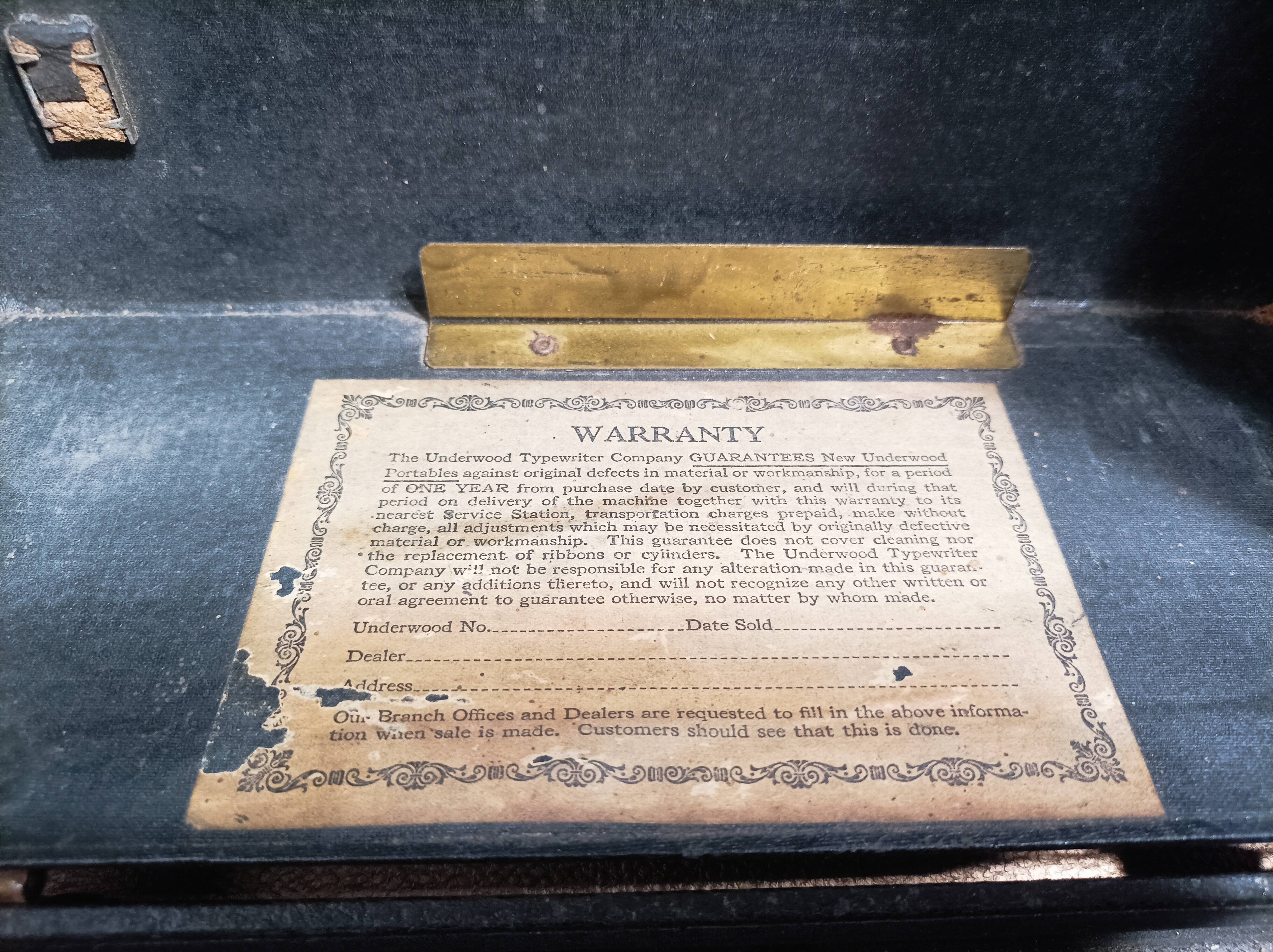 Old portable underwood typewriter