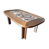 Vintage coffee table Trioh Møbelfabrik Denmark, ceramic by Ox-Art