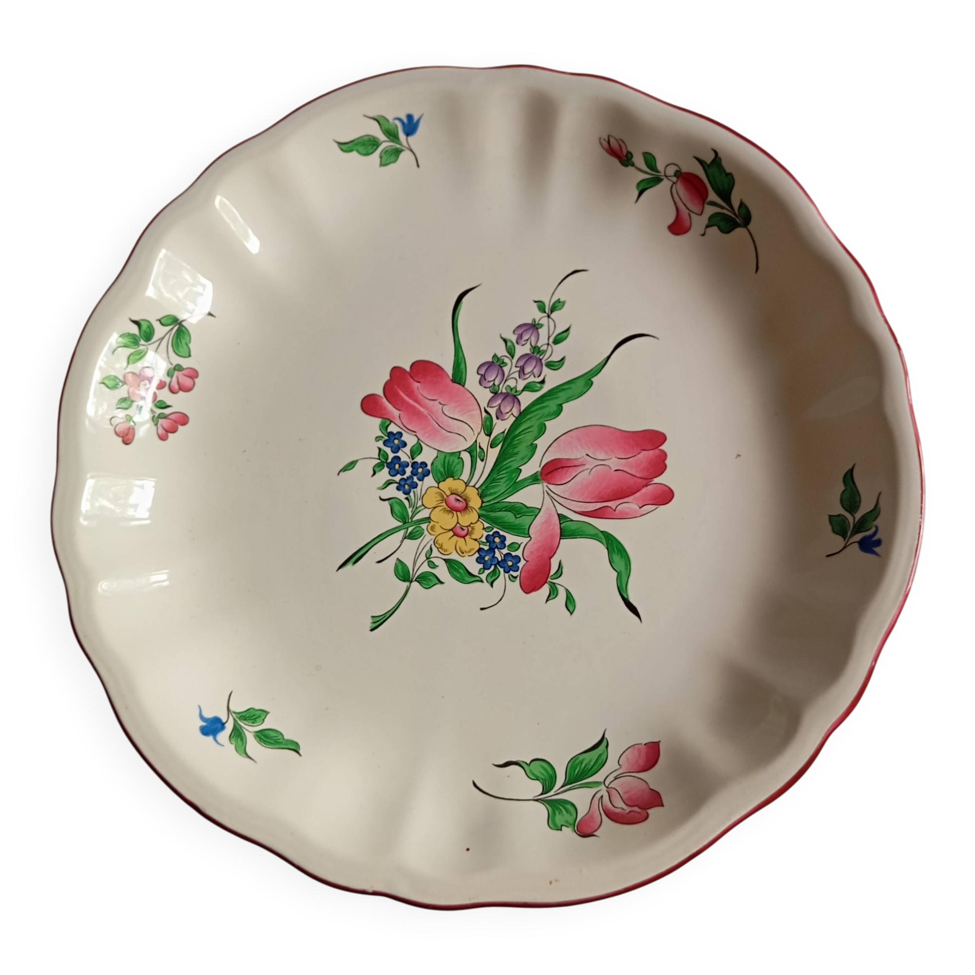 Plat a biscuit sur pied en faience de luneville