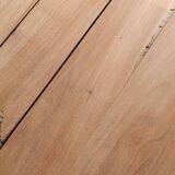 Low farmhouse table in raw wood