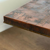 Brutalist coffee table, hammered copper 70 – in the style of H. Lilienthal.