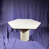 Travertine coffee table with steel base