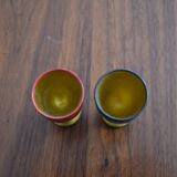 Set of 2 patterned wooden egg cups